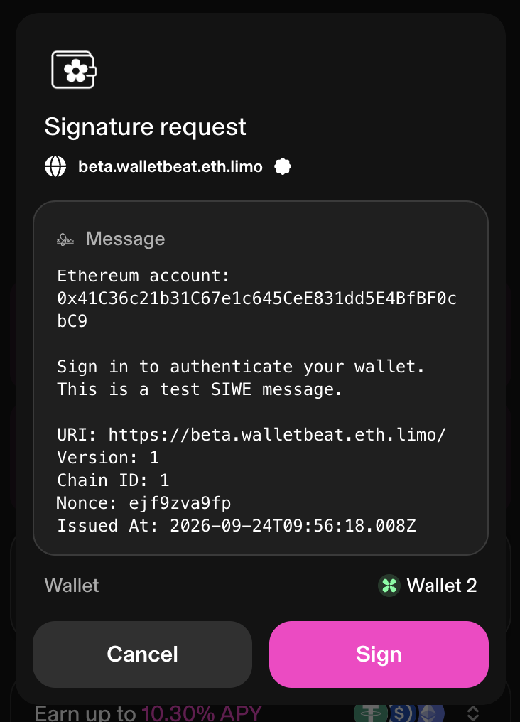 Uniswap Wallet signature request for an ERC-4361 message