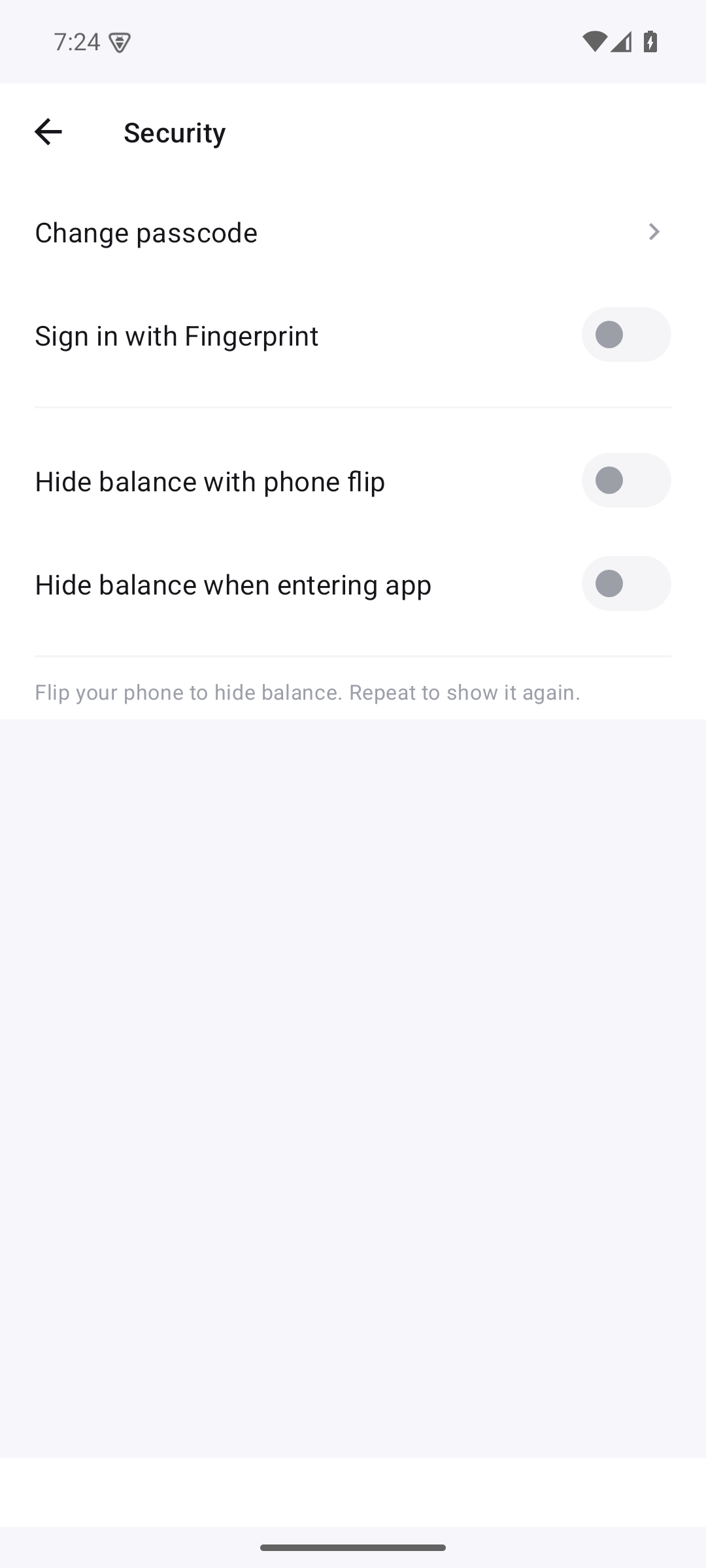 Security settings on Android